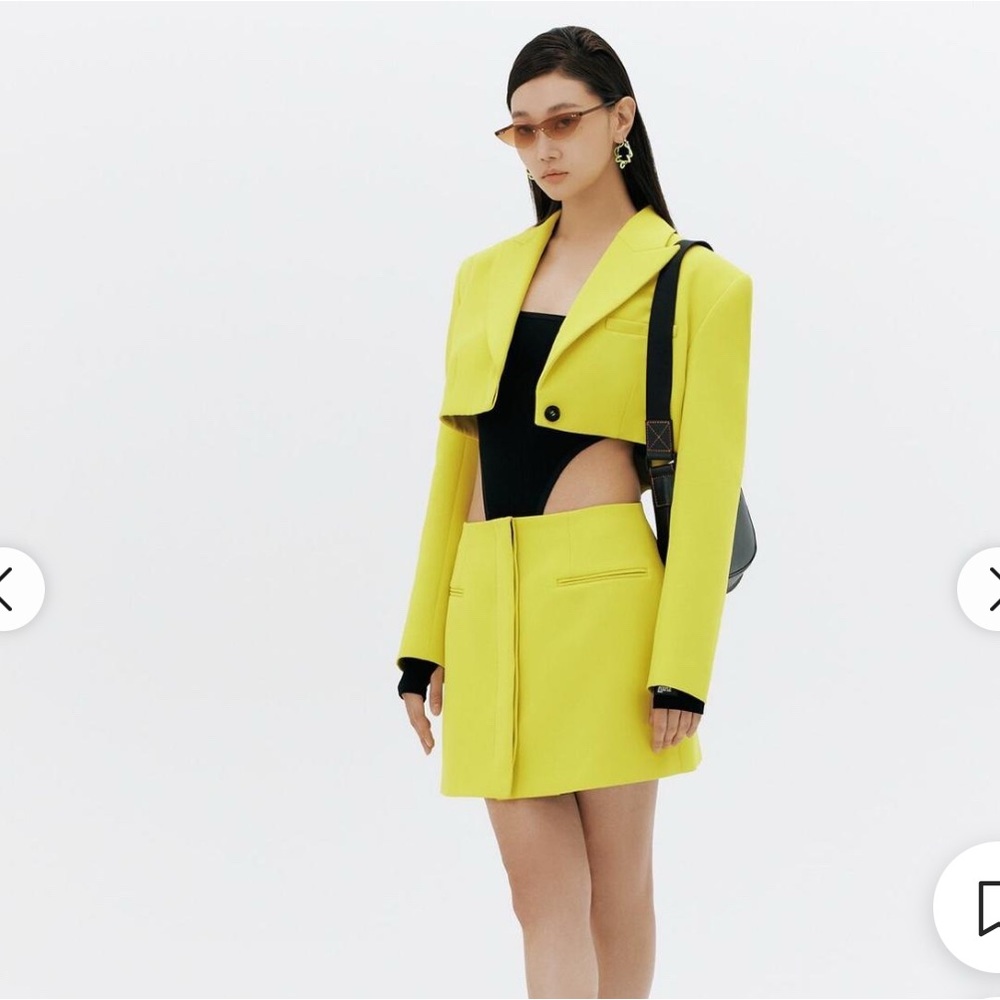 Zara Women's Green and Yellow Dress